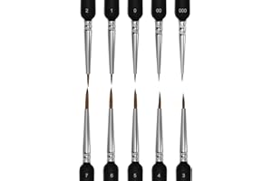 WEHOOM Lot de 10 pinceaux fins pour peinture par numéros, pinceaux acryliques, pinceaux aquarelle, pinceaux de modélisme, pinceaux miniatures, adaptés pour les peintures acryliques, aquarelles, miniatures,
