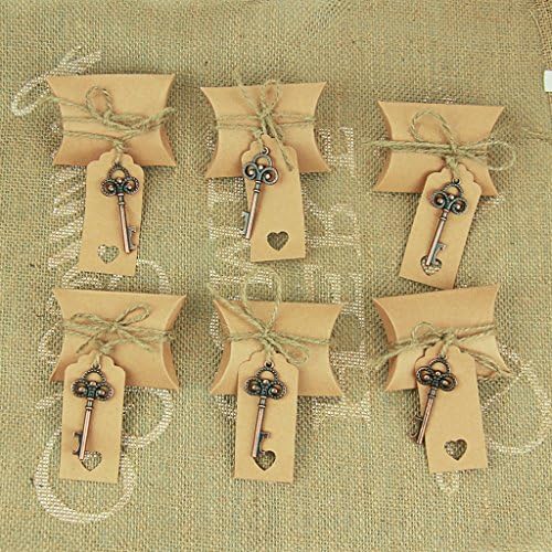 Rustic Wedding Party Favors Vintage Key Bottle Openers Key Chain for Guests Gifts with 50pcs Escort Card Tag and Candy Box and Twine (3)