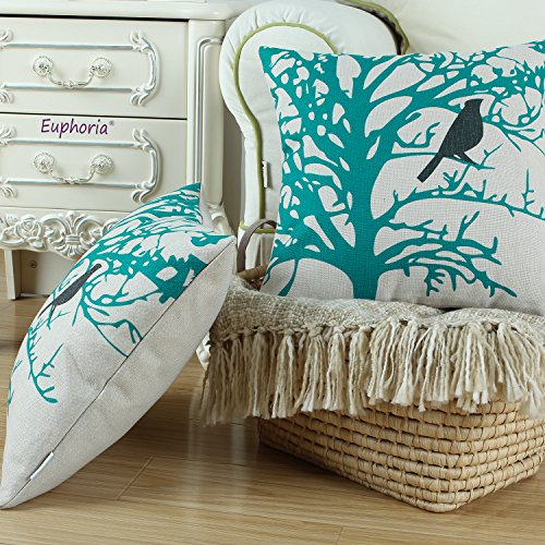 Euphoria Kissenbezüge für 4 Kissen, Vintage Vögel, 45cm x 45cm - 9