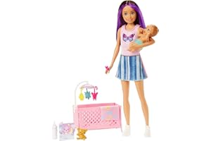 Barbie Coffret Skipper Baby-Sitter Berceau avec poupée Mannequin, bébé aux Yeux endormis, mobilier et Accessoires dans Le thème, Jouet Enfant, Dès 3 Ans, HJY33