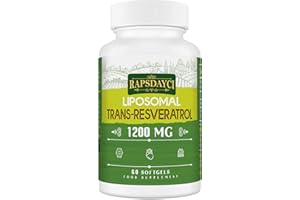 RAPSDAYCI 1200mg Liposomal Trans-Resveratrol, 98% Pure Formula, Trans Resveratrol Supplement, 60 Softgels for Heart, Skin, and Anti-Aging Antioxidant, Better Absorption