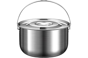 GANCEI Camping Pot, Stainless Steel Camping Cookware Pot With Lid And Handle Multi Capacity For Outdoor Cooking, Camping hanging Pot(2.4L)