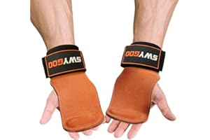 SWYGOO Lifting Grips Zughilfen, Leder Zughilfen mit Verstellbares Handgelenkband und Schnellverschluss, Verbesserter Gepolsterter Gewichthebergriff, Crossfit & Fitness Handschlaufen