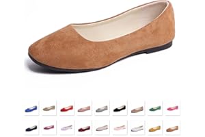 Hwalleum Women's Casual Square Toe Ballet Flats Ladies Stylish Slip On Ballerina Flats Girls Fashionable Solid Color Ballet Pumps Dolly Shoes Womens Comfy Office Driving Flat Shoes Loafers