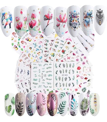 MWOOT Weihnachts-Nagelaufkleber – 48 Blatt, Wasser-Transfer-Sticker, Für DIY-Nageldesign Zu Weihnachten
