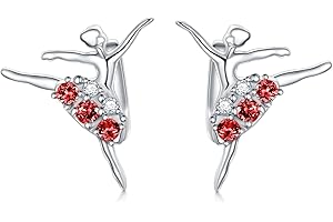 AOBOCO Orecchini ballerina, gioielli in argento sterling con pietre portafortuna, regali a tema ballerina per ragazze, adolescenti e donne