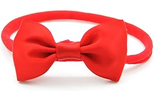 PrettyBoutique Baby Girls Satin Bow Soft Skinny Elastic Nylon Headband Hair Band Accessories