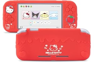 Kuitmor Switch Lite Case,Soft Silicone Protective Case,Anti-Scratch Protective Cover Compatible with Switch Lite 2019 with 2 Thumb Grip Caps (Red)