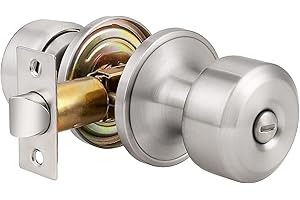 Probrico Privacy Door Knob with Lock, Internal Bed/Bath Door Knobs with Thumb Turn Lock Inside, Brushed Nickel Door Lock, Keyless Door Knob Lock for Interior Door, 1 Pack