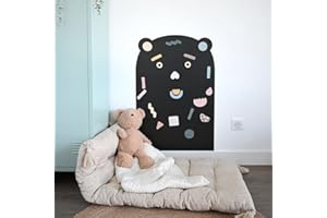 FERFLEX - tableau magnetique enfant - Ourson - deco murale avec bande magnetique adhesive repositionnable - vendu avec un jeu de forme géométrique - 58,1x86,2cm