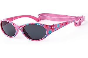 Kiddus Sonnenbrille für Kinder, Kleinkind Mädchen und Jungen, Alter von 2 bis 4 Jahren, UV400 Sonnenfilter CAT3, aus Gummi, BPA-frei, verstellbares und abnehmbares Band