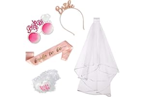 Rmeet Velo Da Sposa Bride To Be Fascia,Bianco Velo Sposa Con Pettine + Oro Bride To Be Satin Sash Per Festa Nozze Hen Party Matrimonio Accessori - Foto 8