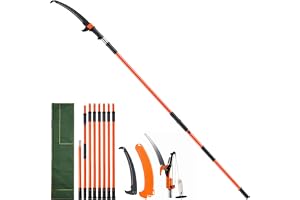 VEVOR Manuell stavsåg, 2,2 – 8 m utdragbar trädklippare, skarpt stålblad och saxar trimning med höga grenar, grentrimmer med lätta 8 glasfiberhandtag, för beskärning av handflator och buskar