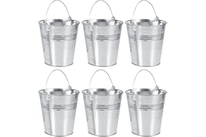 Angoily 6 Mini Cubos Plateados para Invitados de Boda, Cubos de Metal con asa para, decoración de Mesa y Plantas (10,5 x 7,2 x 10,5 cm)