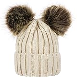 Ladies Gorgeous Ribbed Beanie Hat Double Faux Fur Pom Pom Bear Cute 5 Colours Black With Black Pom Pom Amazon Co Uk Clothing