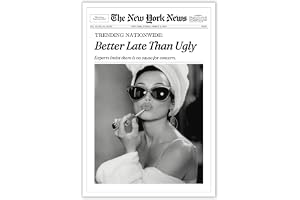 FBKDVC Funky Girl Aesthetic Preppy Poster Trendy Black and White Canvas Wall Art Better Late Than Ugly Poster Women Newspaper