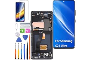 HLYGZX Replacement Display for Samsung Galaxy S21 Ultra 5G LCD Screen TFT,G998B G998U G998W Display Screen Touch Digitizer Assembly Repair Parts Kit (Black with Frame, No Fingerprint)