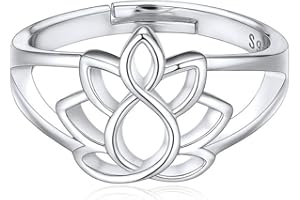 ChicSilver Bague Femme Fille Argent 925 Bagues Ouverte Réglable Taille de 51,5 à 66,5 Anneau Alliance Bague Fleur de Lotus/Serpent/Coeur/Opale/Pierre Lune Bijoux Élégant Cadeau pour Maman Femmes