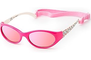 Kiddus Occhiali da Sole per Bambini e Bambine. Da 2 anni. In Gomma Flessibile. Elastico Regolabile e Rimovibile. Protezione 100% UV400