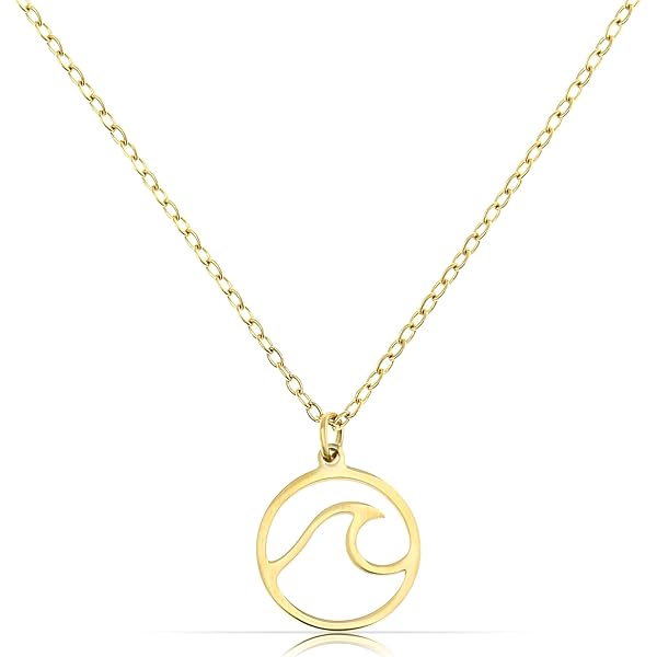 Nuoli® Golvende ketting voor dames (45 5 cm verstelbaar), hoogwaardige halsketting met golfhanger voor vrouwen en meisjes, van roestvrij staal, roestvrij staal, roségoud, roestvrij staal