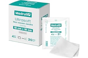 Medrull Compresse sterili in tessuto non tessuto, Ultrasoft 20 x 2 pezzi (40 pezzi) 4 veli 10 x 10 cm Compresse assorbenti, materiale per medicazione, bende di garza per ferite