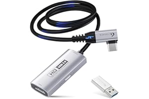 Guermok USB3.0 Video Capture Card for Streaming, PD 100W & 90 Degree USBC & Type C Adapter, 3.3ft 2K@30FPS HDMI to USB A/C Capture Devices for VR/Quest3 /Pad/MacoS/Switch/PS 5/4