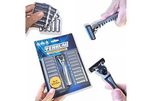 ANTEVIA MATÉRIAUX ANTEVIA - ręczna maszynka do golenia z 21 wkładami i schowkiem do ładowania| Głowica 3 SMAROWANE Ostrza | Elastyczna i obrotowa (Ferrum)