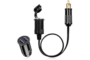 HOSSOM Zigarettenanzünder USB Adapter Europäischer Standard DIN Stecker auf Zigarettenanzünder Adapter 12V 24V Kabelverlängerung für Auto, Motorrad, LKW, Boot