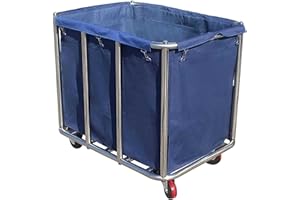 GRAYWLOF Carrello per la biancheria, grande commerciale, in acciaio inox, con ruote, per la casa, hotel, 400 l, 120 kg, 90 x 65 x 80 cm (blu)
