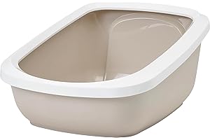 FLAMINGO bac litiere pour Chat - Savic Aseo Jumbo - Beige - Ouvert - Grande Taille - Rebord Amovible - entrée Basse - 67,5x48,5x29 cm