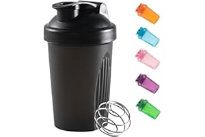 DDSHUN Shaker Bottiglia per acqua in plastica mista in polvere proteica, 400 ml, con tappo Mixball, senza perdite, per fitness, sport, palestra, supplemento per bevande (nero)