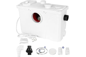 FAAZY Broyeur Sanitaire 700W Pompe de Relevage Eaux Usées 190L/min Verticale de 7 m avec 4 Entrées d'Eau pour Convient aux Pompes de Toilettes Domestiques, Baignoires, Douches, Lave-vaisselle, Éviers