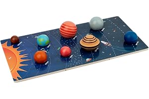 Trä Solsystem Pussel, Barn Space Planet Toy, STEM Learning Board