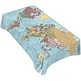 TKS MITLAN Tablecloth Political World Map Table Cloth Rectangle Table 60 x 84 Inch Vintage Accurate Global Blue Travel Map Kitchen Decorations for Home Dinner Party