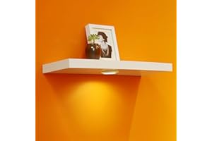 FRANKYSTAR Mensola Design a Muro con LED incorporati - Set mensole bianche da parete con meccanismo a scomparsa (S:60x24x4 CM)