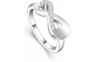 VCCWYQK Anillo de cremación de amor infinito para cenizas de acero inoxidable para mantener las cenizas amadas Keepsake Fingerring Urne Medallón Memorial Joyería para Mujeres