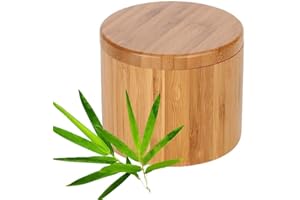 LWZko Boite Sel et Poivre, Boîte de Sel, Boîte à Sel En Bambou Avec Couvercle Magnétique Pivotant, pour Stockage Condiment Cuisine (1, Circulaire)