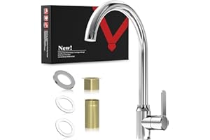 LVAOUO Kitchen Tap Stainless Steel, 360-Degree Swivel Spout with Cold & Hot Water Double Tubes, UK Standard Fittings