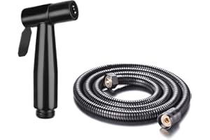 HAIRSTORE Black Small Compact Bidet Douche shattaf Sprayer with Black Hose 1.5 m Cloth Diaper Sprayer Bathroom Handheld Bidet Toilet Stainless Steel Tap Spray Shattaf Toilet Cleaning Faucet,