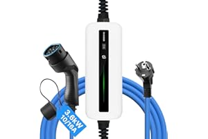 astoneves Cargador EV Tipo 2, Modo 2 Cable de Carga para Coche eléctrico 10/16A con Enchufe Schuko para la Norma IEC 62196-2 Vehículo eléctrico (Cable de 6m, 220-240V, máximo 3,6 kW)
