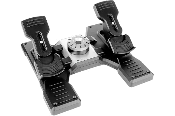 Logitech G Saitek Pro Flight Rudder Pedals, Pédales de Direction pour Gouverne de Direction et Freins pour Simulateur de Vol, Auto-Centrage, Ajustement de la Sensibilité, USB, PC - Noir