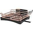 BRIAN & DANY Aluminum Dish Drying Rack, Dish Drainer with Removable Cutlery Holder & Cup Holder, Unique 360° Swivel Spout Drain Board
