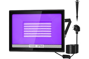 100W Black Light, NATPOW UV Lights LED Ultraviolet Flood Lights Outdoor 395nm IP66 Waterproof Stage Light Decoration Lighting for Fluorescent Party,Disco,Halloween,Bar,Christmas,Aquarium(1 Pack)