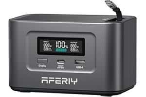 Nano100 AFERIY Generateur Electrique Portable 100W, Câble Rétractable PD100W, 99.2Wh/31000mAh, Station Electrique Solaire avec Dual USB-C PD3.0, Batterie Nomade pour Voyage/Camping/Avion, Noir