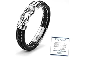 BOCHOI To My Son/Grandson/Husband/Boyfriend/Man/Dad Bracelet Mens Leather Bracelet Gifts For Him Christmas Birthday Anniversary Persent