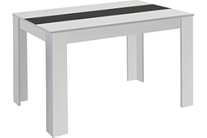 ‎BYLIVING byLIVING Esstisch NORI / Moderner Küchentisch in weiß, Wendeplatte mittig schwarz, Holzwerkstoff, 160 x 90, H 75 cm