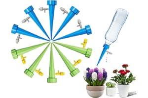 Deaname Plant Watering Devices Self Watering Spikes, Vacation Watering Drip Irrigation Spikes Adjustable Automatic Stakes for Indoor and Outdoor Plants, 10 PCS Set
