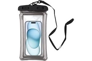 KMANGMAN 1 Pcs Wasserfeste Handyhülle,IPX8 Wasserschutzhülle Handy,wasserdichte Tasche,Handy wasserdichte Hülle zum Tauchen,für iPhone 16 15 Samsung S25 S24,zu 6.7"(Mit Airbag,Transparent Schwarz)