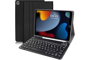 LIELAX Keyboard Case for iPad 10.2 9th Generation(2021)- Case with Keyboard 10.2 inch,Detachable Wireless Keyboard Case with Pencil Holder, (UK Layout) Keyboard for ipad 9th Generation/8th Gen/7th-Black