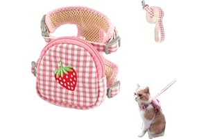 ESENLONG Escape-Proof Cat Harness Set for Walking,Adjustable cat traction rope with backpack,Kitten Harness&Lead Set,Outdoor Walking Vest for Cute Cats and Small Dogs